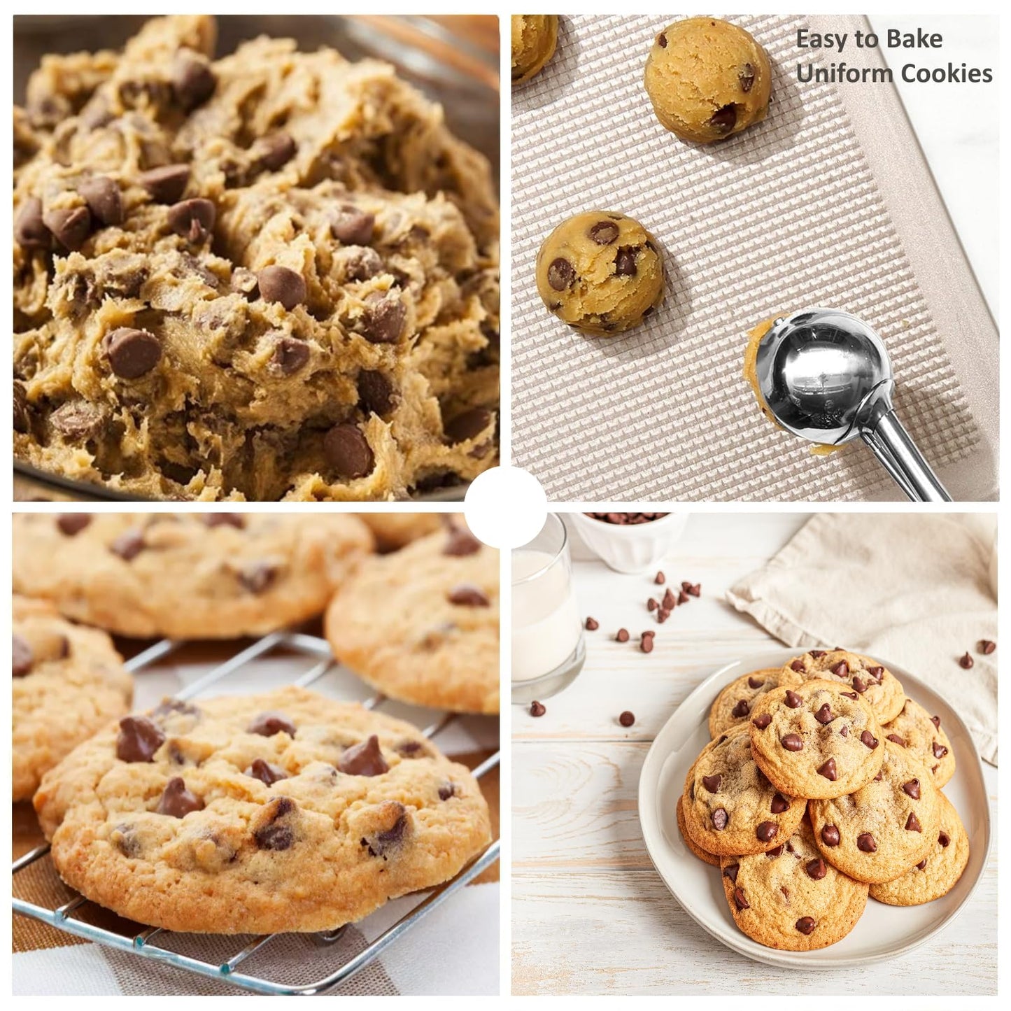 Cookie Scoop Set, 3Pcs Ice Cream Scoop, Cookie Scoops for Baking Set of 3, 18/8 Stainless Steel Cookie Scooper for Baking, Ice Cream Scooper with Trigger Release, Red Soft Grip Cookie Dough Scoop