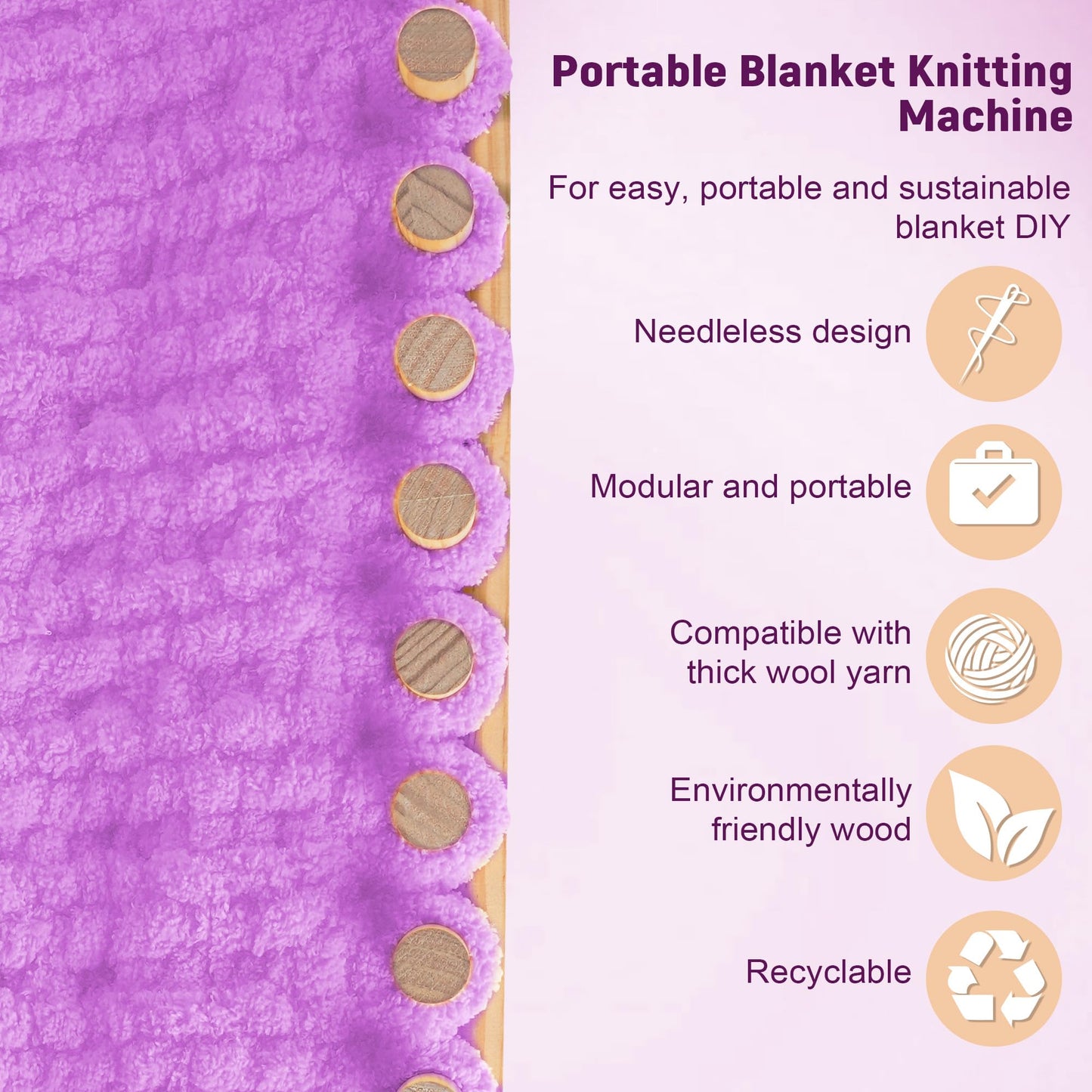 40” Chunky Knitting Blanket Loom - Customizable Knitting Looms - Adjustable Size & Portable Design Chunky Knit Blanket Loom - Beginner-Chunky Knitting for Beginners and Home Decoration
