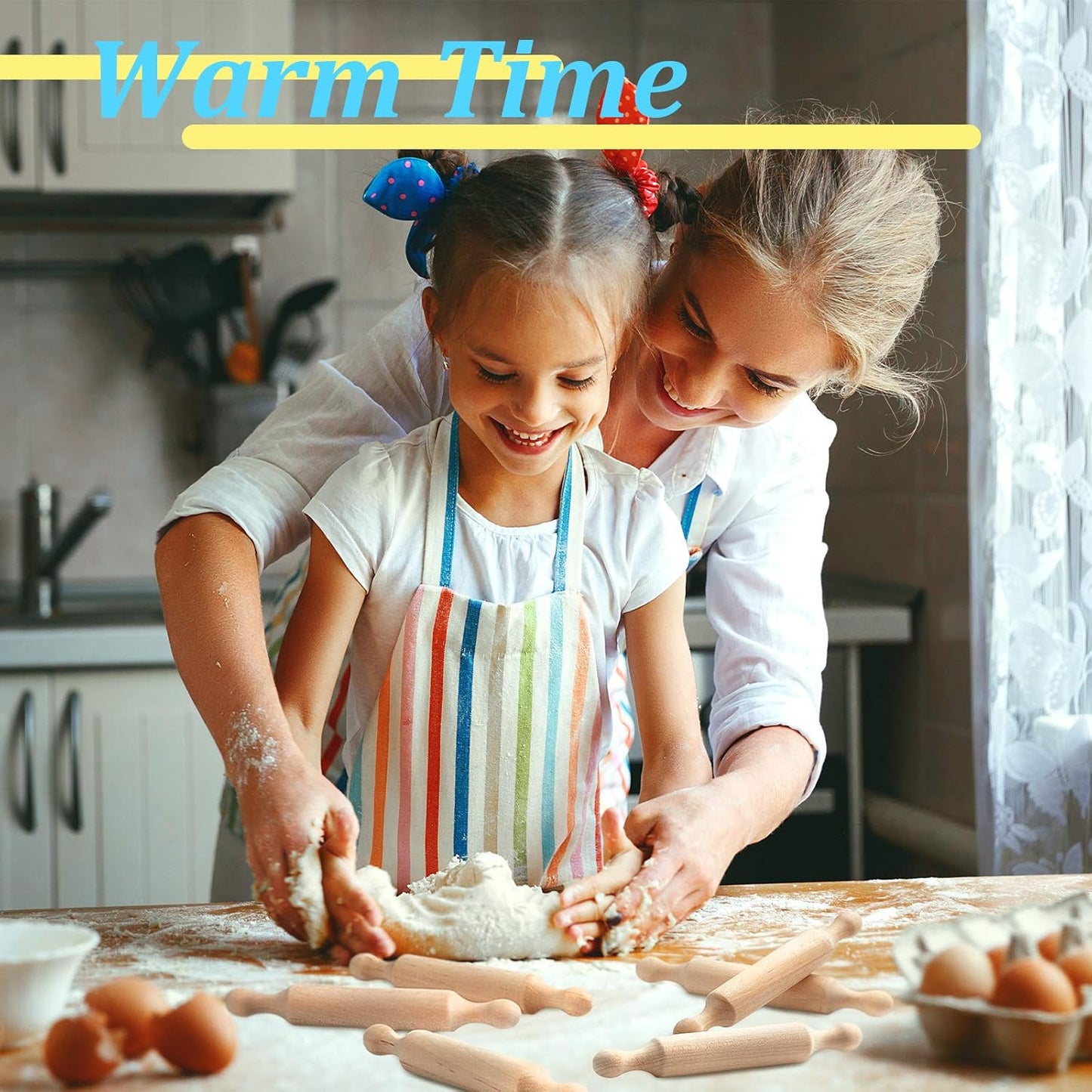 20 (6 Inches) Suclain Pcs Wooden Mini Rolling Pin Long Kitchen Baking Small Dough Rolling Pin for Children Fondant