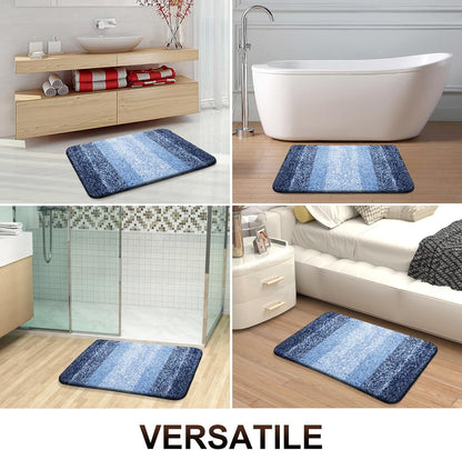 OLANLY Bathroom Runner Rug - Extra Soft Microfiber Mat with Rubber Backing | Quick Dry, Washable, 44x20 Inches, Navy