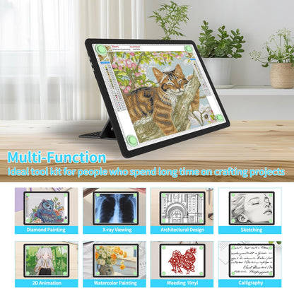Phylosal Rechargeable A3 LED Light Pad with Built-in Stand, Magnetic Tracing Light Box for Drawing, Diamond Art Light Board with Side Button, Super Bright Light Table for Diamond Painting, Sketching