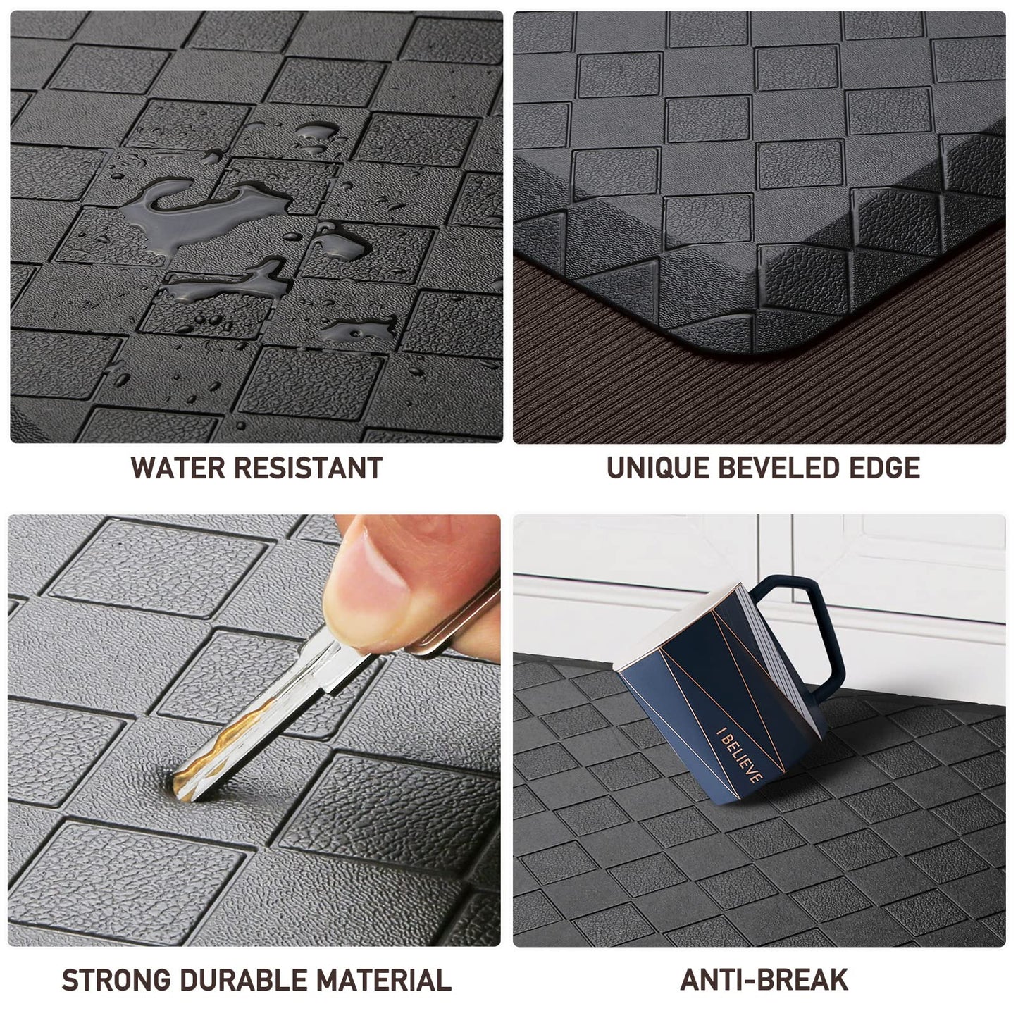 HappyTrends Kitchen Mat Cushioned Anti-Fatigue Floor Mat,17.3"x60",Thick Waterproof Non-Slip Heavy Duty Ergonomic Comfort Rug for Kitchen,Floor,Office,Sink,Laundry,Black