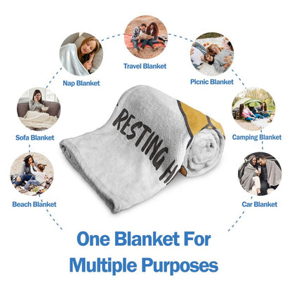 GoMelley Funny Fathers Day Grandpa Gifts, Grandpas Birthday Gift from Grandkids, Grandpa is Not Sleeping Blanket, Super Soft Throws Blanket for Napping, Promoted to Grandpas Gifts, 60" x 50"(Gray)