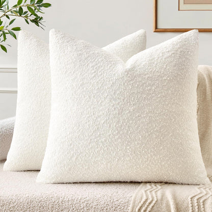 Pack 2, 22 22 Inch, Cozy EMEMA of x Textured Boucle Throw Pillow Covers Soft Accent Solid Cushion Cases Decorative