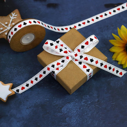 YERELO 10Yardx6 Rolls Grosgrain Ribbons Mixed Style 5/8" X 60 Yards Poker Ribbon for Crafts,Wreath,Gift Wrapping,Birthday Shower Party Decoration and DIY Handmade Hair Bows