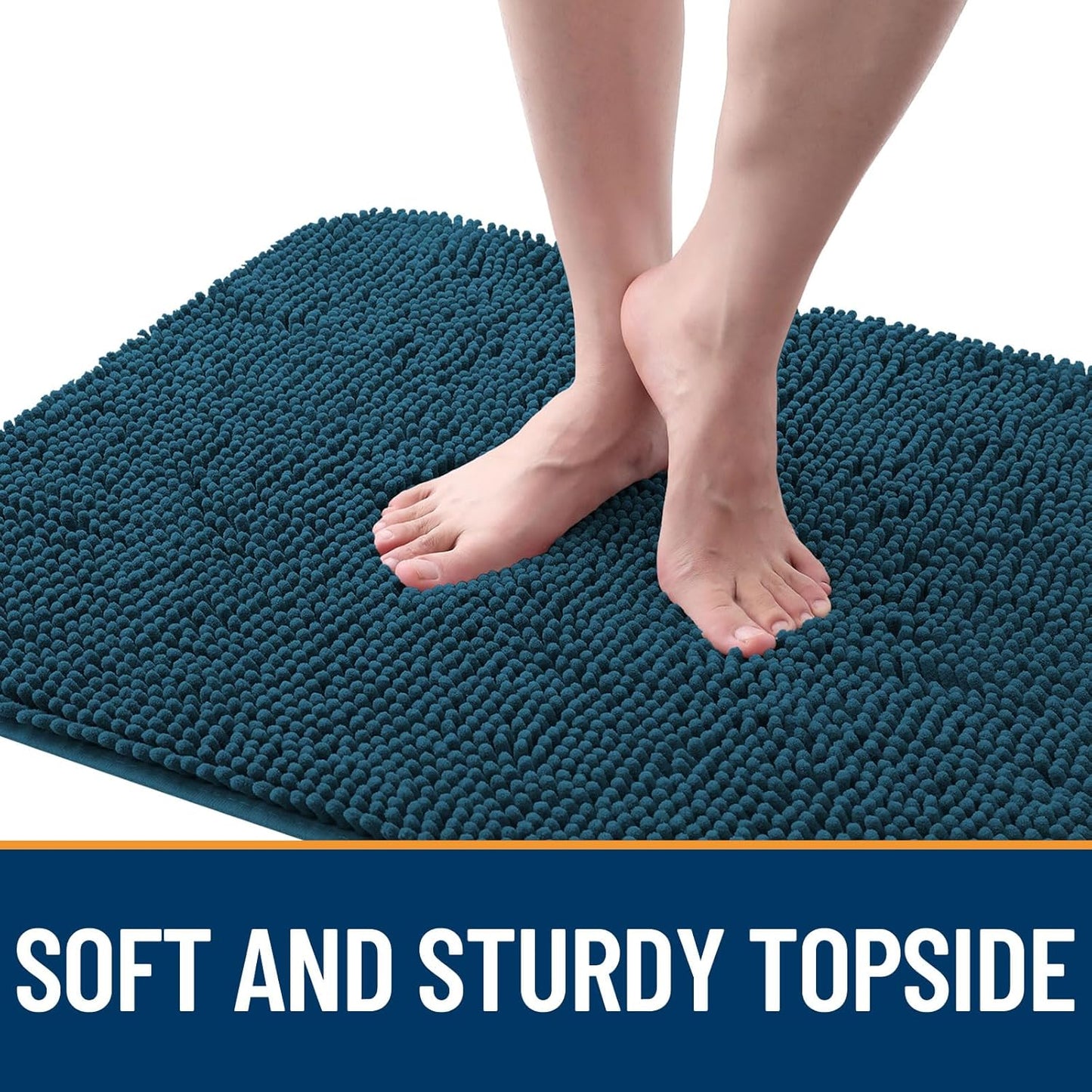 OLANLY Dog Door Mat - Absorbent Non-Slip Chenille for Muddy Paws | 45x27, Quick Dry, Atlantic Blue