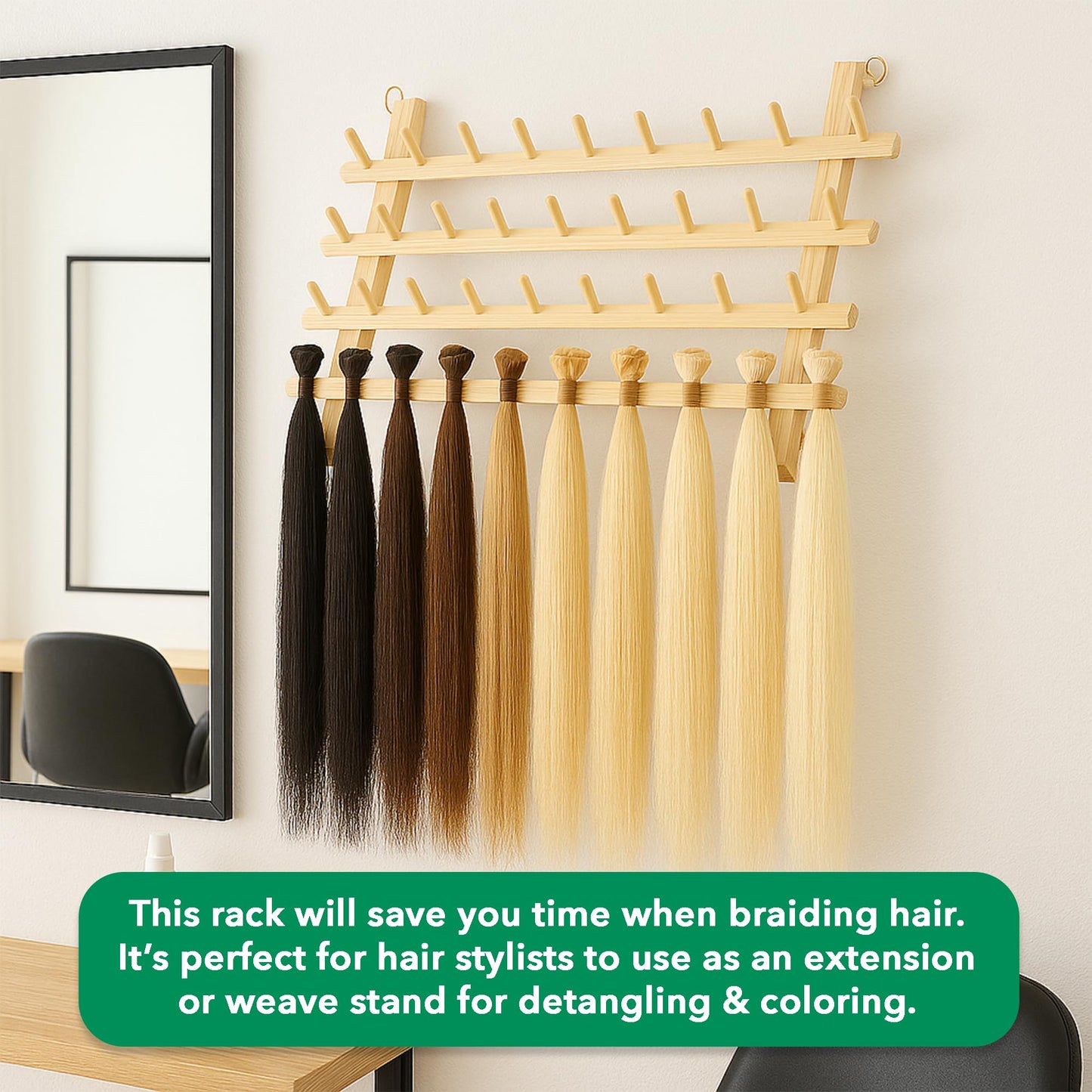 Mandala Crafts Sewing Embroidery Thread Holders Thread Stands - 60-Spools Natural Thread Rack Organizer - Braiding Hair Rack Braiding Rack Stand for Hair Extension Divider