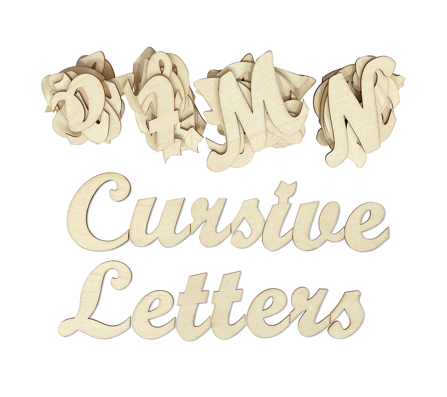 3 Inch 284 Pieces Wooden Letters Unfinished Wood Letters for Crafts Cursive Alphabets with Extras