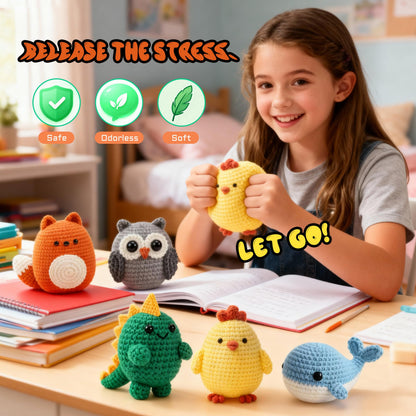 Joyclub Crochet Kit for Beginners 6 PCS Amigurumi Animal Family Crochet Starter Kit with Step-by-Step Video Tutorials 40% Extra Yarn DIY Craft Gifts for Adults Knitting Lovers Mother Teacher Graduates