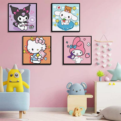 Sretoul 4 Pack Cartoon Diamond Art Kits for Kids - Kid Diamond Art Painting Kit Cartoon, Cute Gem Arts for Kids Ages 4 6 8 12, DIY Crystal Gem Kits for Children Girls Boys Gifts (6x6 inch)