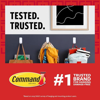 Command Large Utility Hooks - 5 lb Capacity, Damage-Free Adhesive Strips | 7 Hooks & 12 Strips for Easy Organization