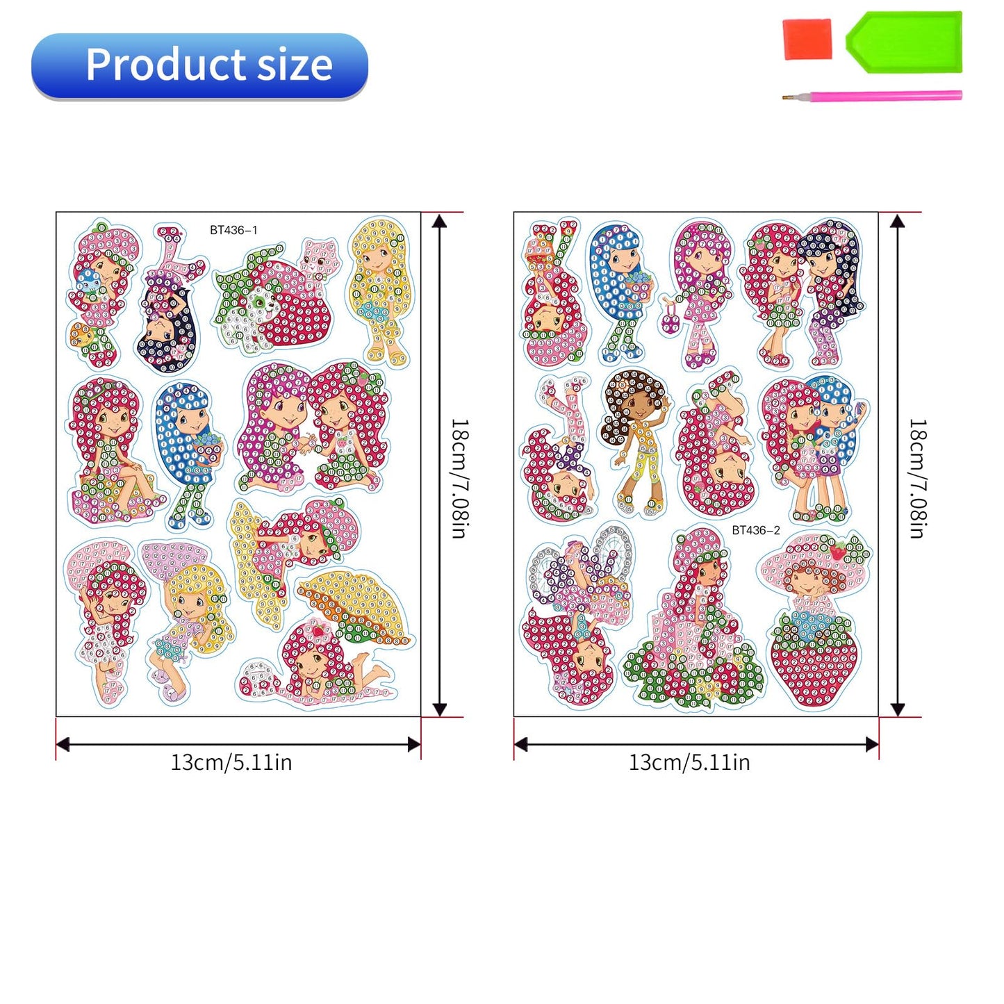 FLYSONG Diamond Art Kits for Kids Adults,DIY Cartoon Princess 22 Pcs Creative Diamond Art Stickers - Gem Painting Craft Mosaic Stickers by Number Kits (Cartoon Princess)