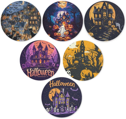 FOR U DESIGNS Set 6 Halloween Drink Coasters - of Water Absorbing Outdoor Table Coasters
