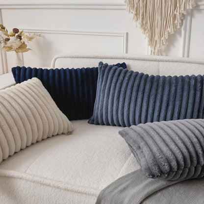 12x24 Inch Set 1 UGASA Lumbar Throw Pillow Cover of Super Soft Faux Fur Decorative Pillow Case Plush Flannel Texture