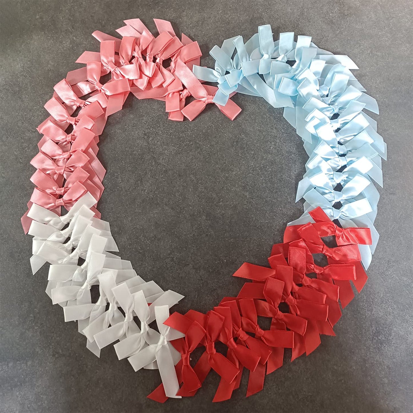 BeiLeiNiceHK 100 Pack White Twist Tie Bow, Pre Tied Bows,Christmas Satin Twist Tie Bows for Treat Bags,Packaging Bows for Candies and Apples, Pretied Ribbon Bows for DIY Decorations,Treat Bows