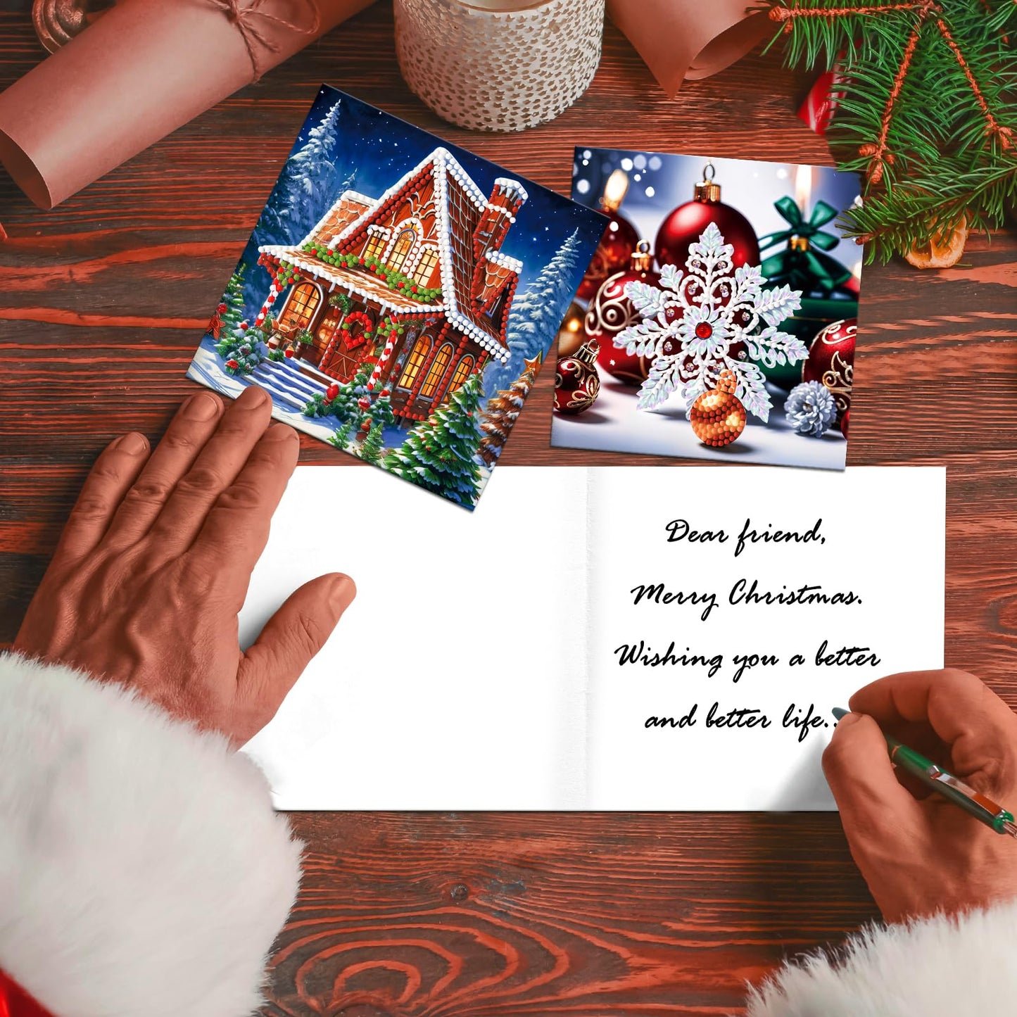 ycyingcheng 5D Christmas Greeting Cards, DIY Special Shaped Diamond Painting Card Kit, 12 Pieces Diamond Painting Rhinestone Kits for Christmas, Teacher's Day, Mother's Day