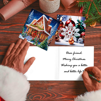 ycyingcheng 5D Christmas Greeting Cards, DIY Special Shaped Diamond Painting Card Kit, 12 Pieces Diamond Painting Rhinestone Kits for Christmas, Teacher's Day, Mother's Day