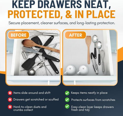 Linda’s Essentials Non-Adhesive Shelf Liner - Waterproof, Non-Slip Drawer Protector | 12 x 120 Inches