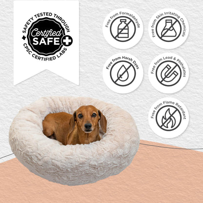 Best Friends by Sheri The Original Calming Donut Cat and Dog Bed in Lux Fur Oyster, Small 23x23