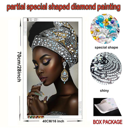 KUFWKEY African Diamond Art Kits for Adults,Partial 5D Diamond Painting kit,Special Shaped Diamond Art,Sparkling gem Art,Woman Diamond dots Kits,DIY Mosaic Kits,Home Decor,Big Size 16X28 inch