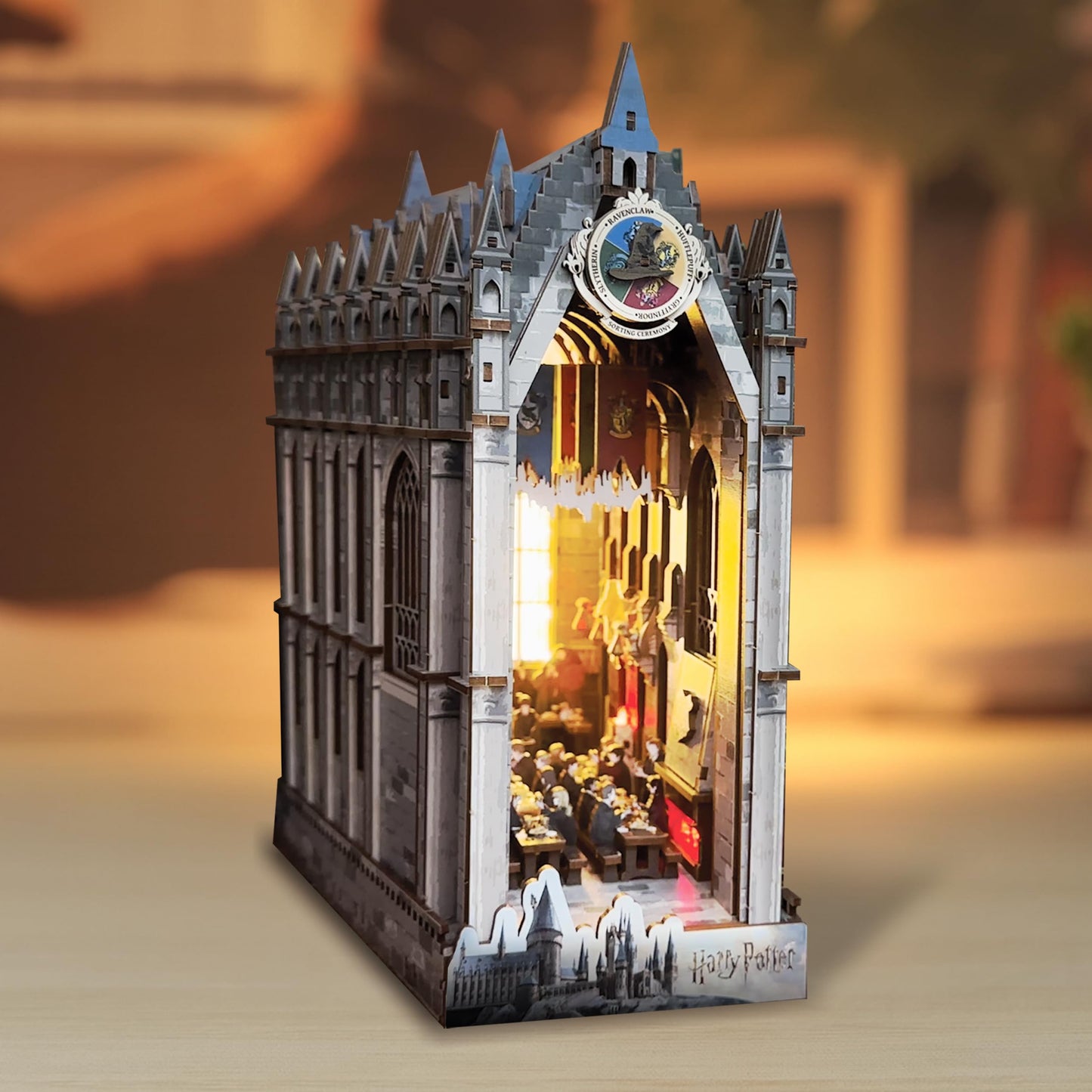 Harry Potter Great Hall Book Nook Kit – DIY 3D Wooden Puzzle with LED Lights | Hogwarts Banquet Hall Bookshelf Insert for Adults & Teens | Wizarding World Collectible & Magical Home Decor