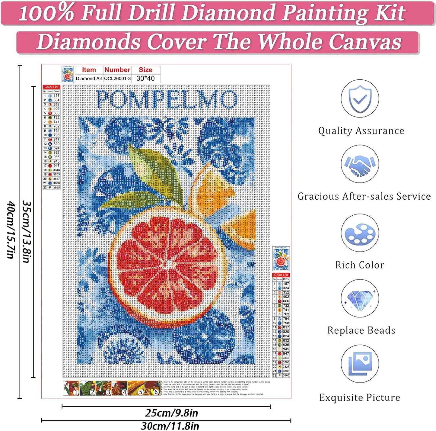 3 Pack Lemon Diamond Painting Kits for Adults, 5D Diamond Art Painting by Numbers Kits Diamond Art Kits for Adult Full Round Drill Diamond Painting Kit for Adults for Home Wall Decor, 12x16 inch