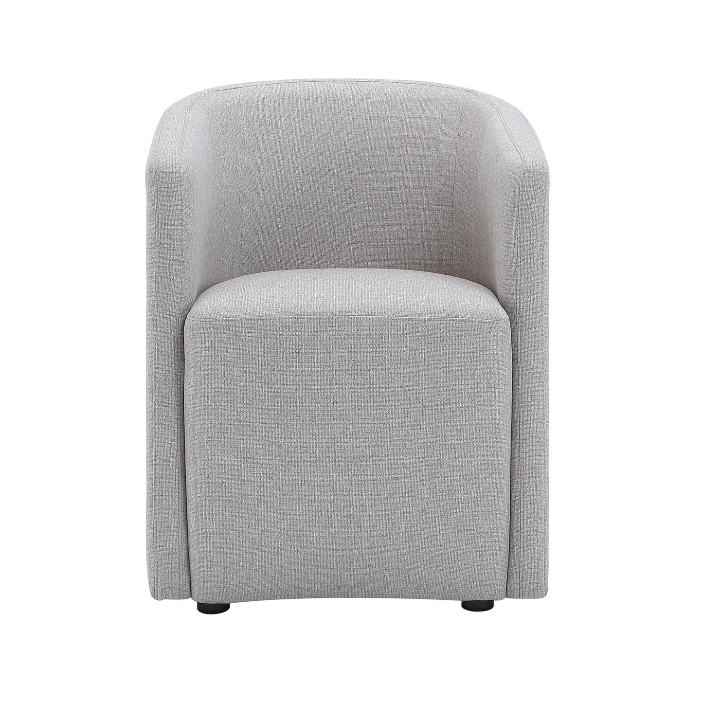 Manhattan Comfort Hearth Modern Barrel Dining Armchair, Accent Upholstered Dining Chair with Woven Fabric, Stylish Curved Back, High-Density Foam, Fully Assembled, Light Gray