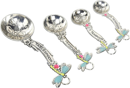 Ganz 4-Piece Set, Dragonflies Measuring Spoon, One Size, Silver