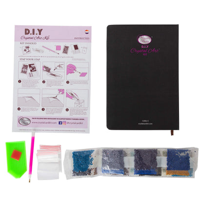 Crystal Art Diamond Painting Notebook - Lunar Wolf - Create a Sparkling Notebook Cover Using Crystals - for Ages 8 and up