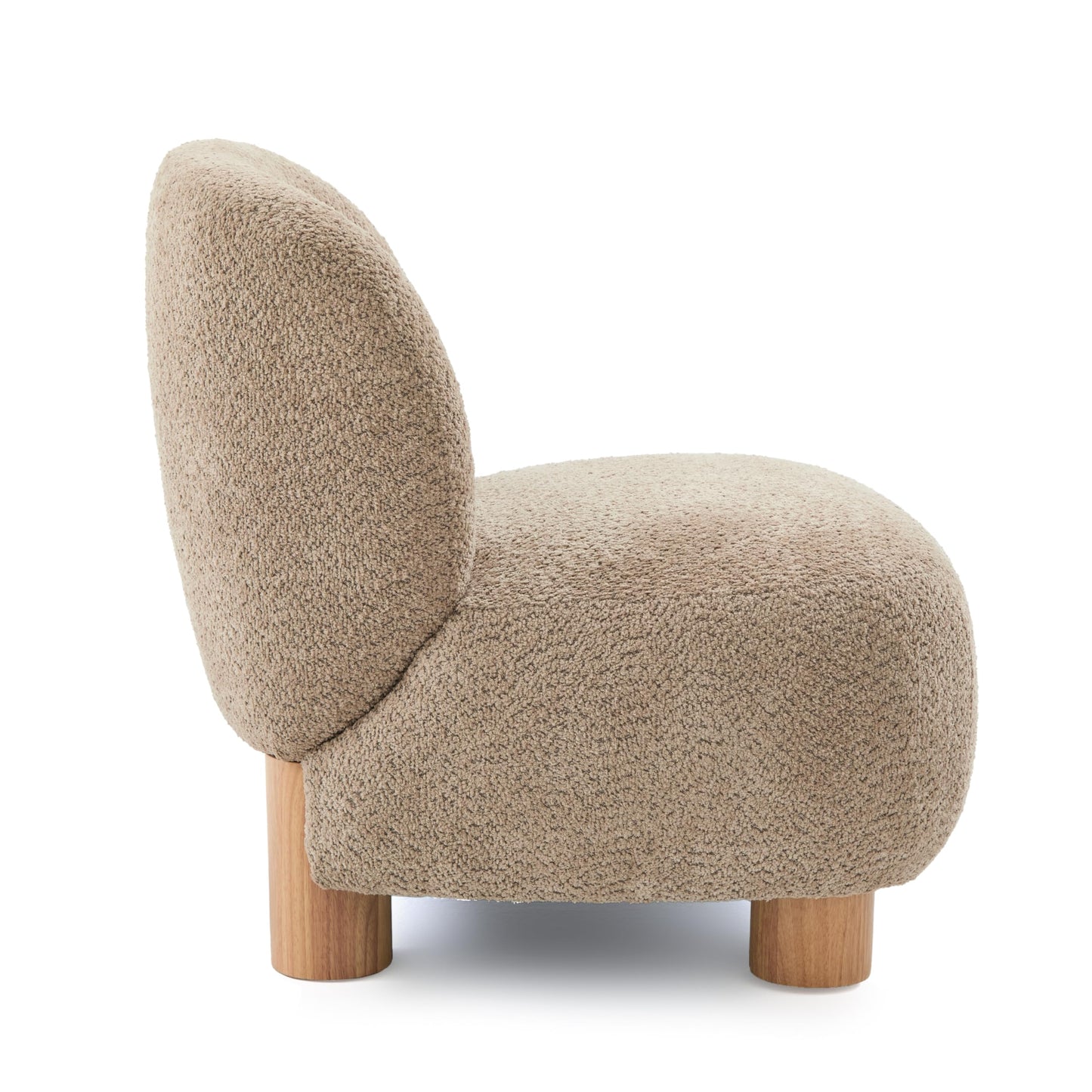 Christopher Knight Home Modern Low Profile Accent Chair for Living Room, Boucle Upholstered Armless Chair with Rubberwood Legs, Comfy Lounge Armchair, Plush Cloud-Like Seating for Bedroom, Light Brown
