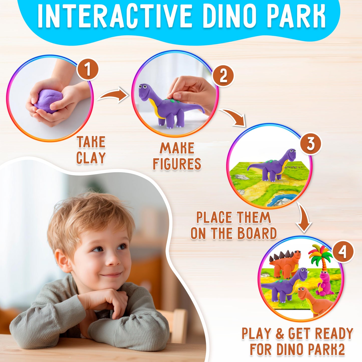 Mr.Klay Air Dry Modeling Clay for Kids - Dinosaurs DIY Art and Crafts Modeling Kit with Tools - Interactive Magic Molding Clay - Creative Learning Educational Toys for Kids
