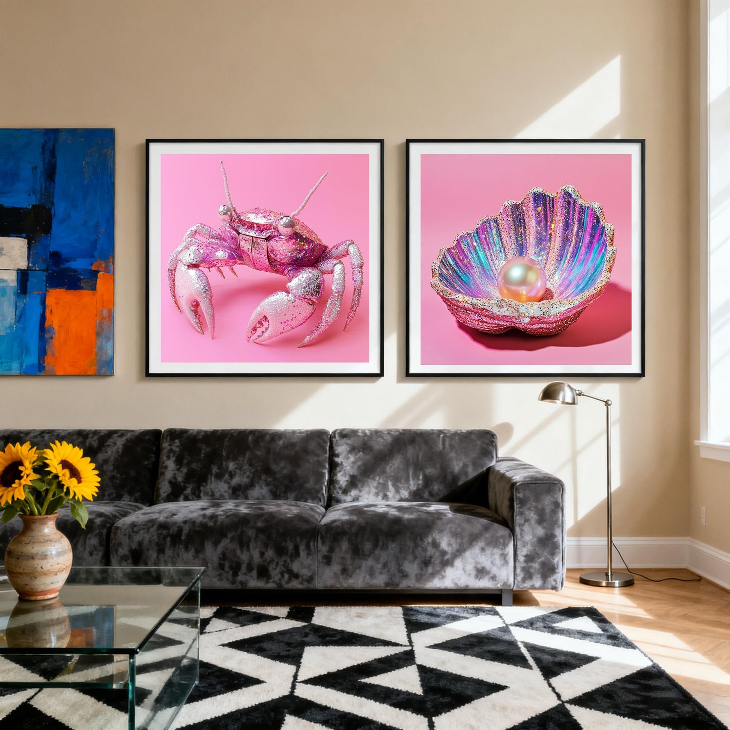 6 Pack Pink Diamond Art Kits for Adults,Disco Marine Animals Diamond Painting Kits for Adults Beginner,5D DIY Round Full Drill Gem Crystal Art,Adults Paint by Diamonds Dots for Home Wall Decor 12x12in