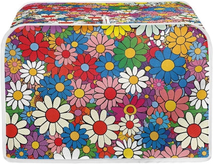 Daisy Flowers Printed Toaster Cover, 4 Slice Washable Kitchen Appliance Protector for Dust and Fingerprint