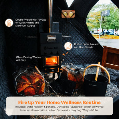SweatTent Portable Outdoor Sauna (Large) – Tent Only, Accessories Sold Separately – Wood-Fired Compatible, Quick Assembly – High-Temp Recovery Sauna for 6 Adults – Backyard & Camping Use