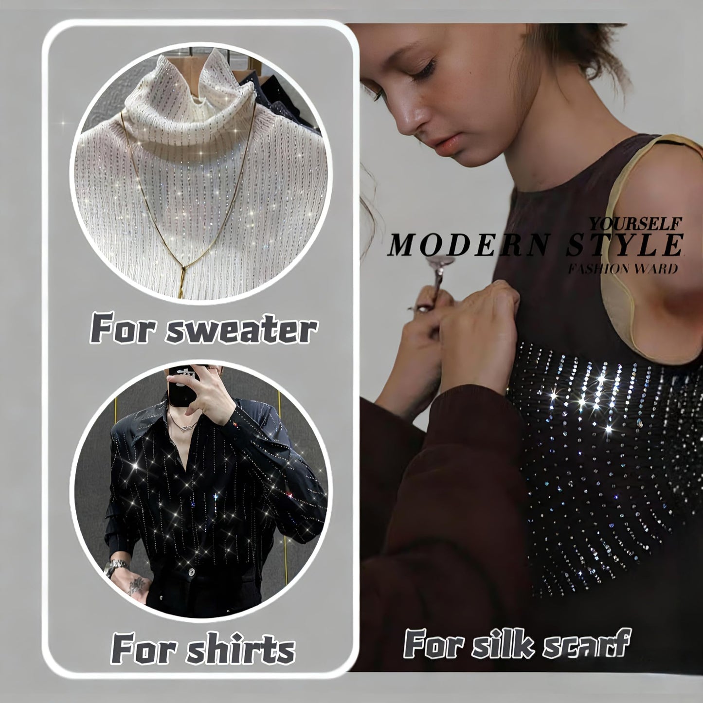 GARBODIY 36PCS Rhinestone Iron-On Transfers - 6 Sheets Hotfix Appliques, Clear Crystal Sparkle Decals with Strong Adhesive | Easy to Use for T-Shirts, Jackets, Hoodies & DIY Creative Crafts