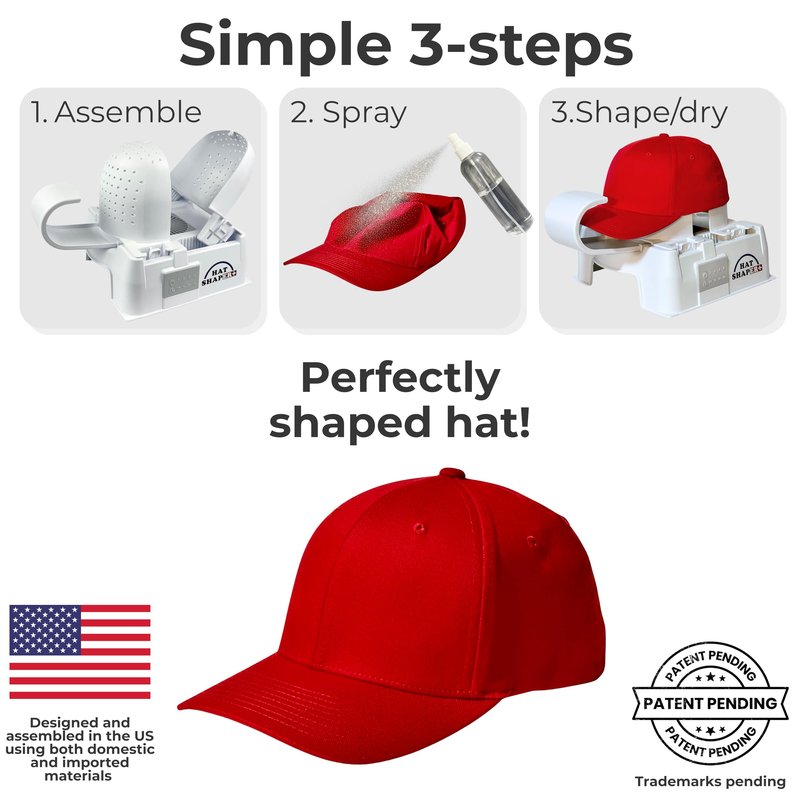 Danyco Adjustable Hat Shaper Machine with Stiffening Spray - Baseball Cap Shaper - Care Tool for Caps, Snapbacks, Fitted Hats - Fan Drying Tech for Shape Restoration & Preservation - Hat Gifts for Men