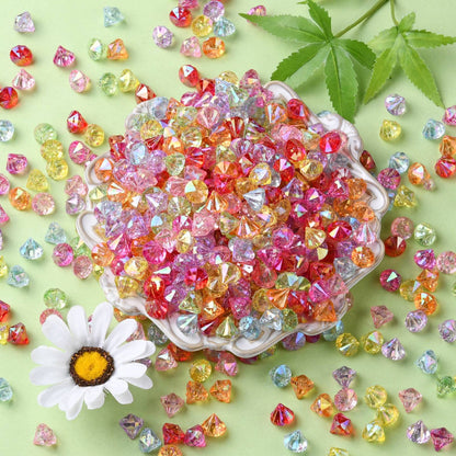 DanLingJewelry 900Pcs Random Color Faceted Acrylic Beads Diamond Shaped Loose Spacer Beads for DIY Bracelet Necklace Earring Crafting