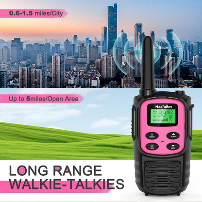 Walkie Talkies Long Range for Adult, MT10 Rechargeable Walkie Talkies FRS Two Way Radio, NOAA, 1200mAh Li-ion Battery USB-C Cable, LED Flashlight, VOX Walkie Talkie for Hiking Camping 2Pack