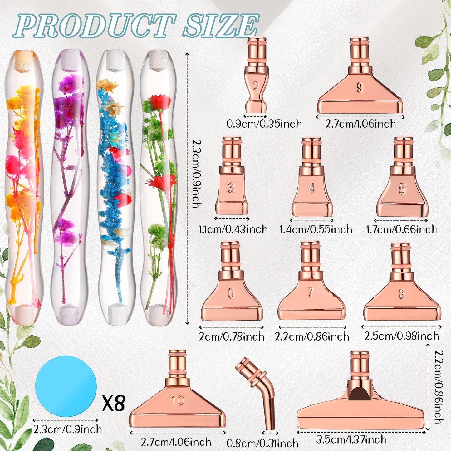 Geyoga 23 Pcs Flower Diamond Painting Art Drill Tool Pen Kits Resin for Adults with Rose Gold Pen Tips Preppy DIY Diamond Arts Pens Accessories Nail Art Embroidery Decoration