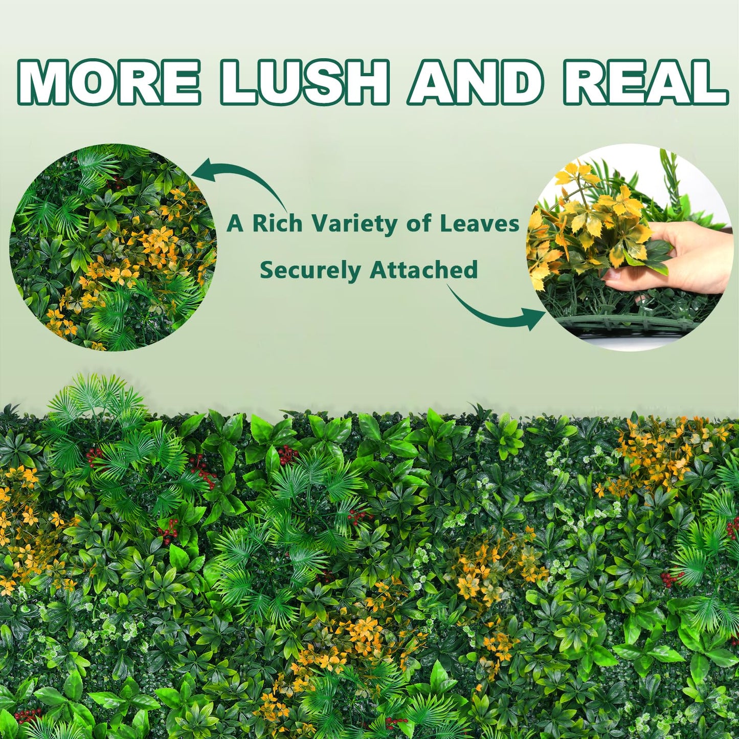 Yangrass Artificial Grass Wall Panels, 40"x120" (33.33 sqft) Boxwood Wall Roll with Tropical Leaves, Faux Greenery Privacy Fence Screen, Grass Backdrop for Outdoor Indoor Garden Birthday Wedding Decor