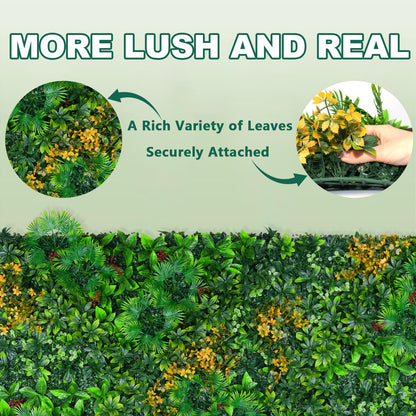 Yangrass Artificial Grass Wall Panels, 40"x120" (33.33 sqft) Boxwood Wall Roll with Tropical Leaves, Faux Greenery Privacy Fence Screen, Grass Backdrop for Outdoor Indoor Garden Birthday Wedding Decor