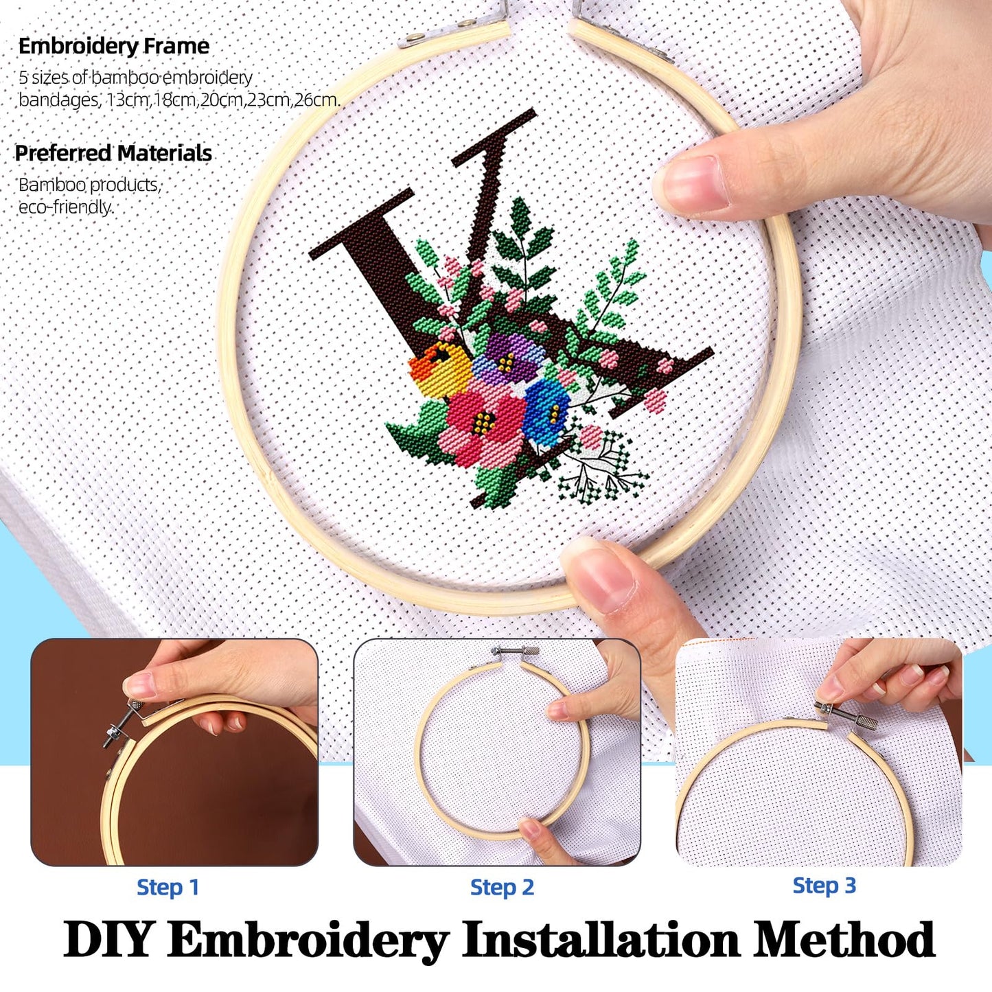 Glarks 210Pcs Embroidery Cross Stitching Punch Needle Kit, 100 Colors Threads Full Range of Embroidery Starter Kit Including Magic Embroidery Pen, Needles, Cross Stitch Tools Set for Beginners Adults