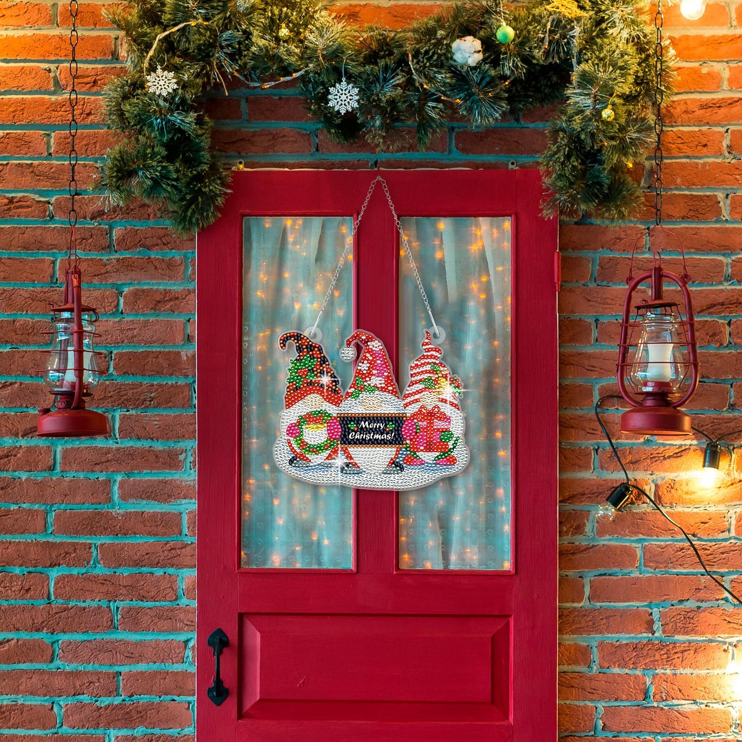 Chunful 20 Pcs Seasonal Diamond Art Wreath Kits Holidays Spring Summer 5d DIY Diamond Art Painting Hanging Sign 4th of July Ornament for Adult Office Holiday Wall Home Decoration(Gnome)
