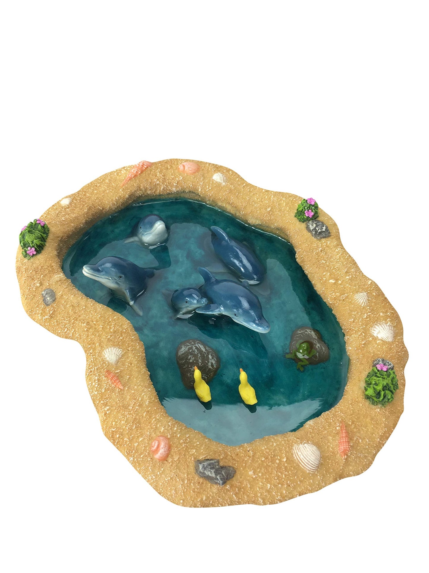 GlitZGlam The Blue Dolphins Miniature Pond for a Fairy Garden. A Miniature Pond for a Fairy and Enchanted Garden Accessories