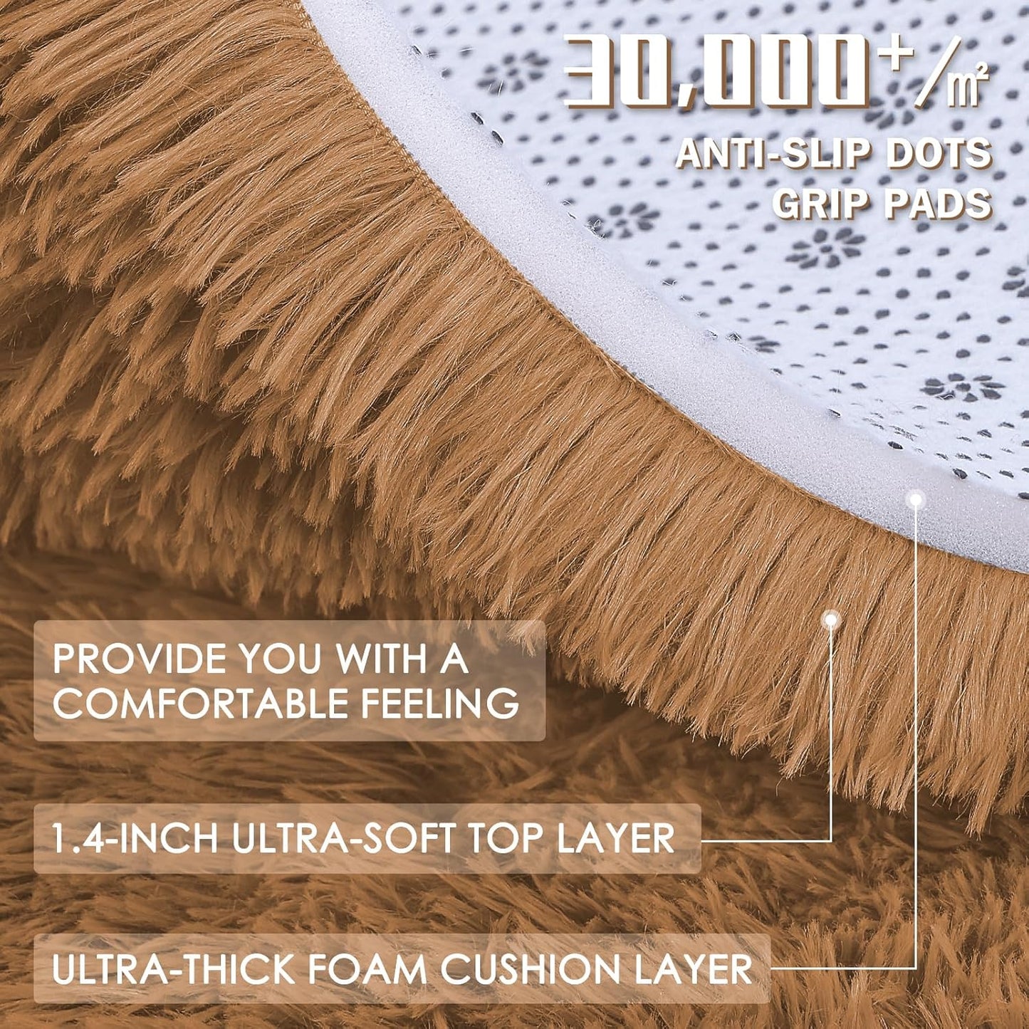 OLANLY Runner Rugs - Soft, Machine Washable Shaggy Carpet for Hallway & Bedroom | Khaki 2x5 ft