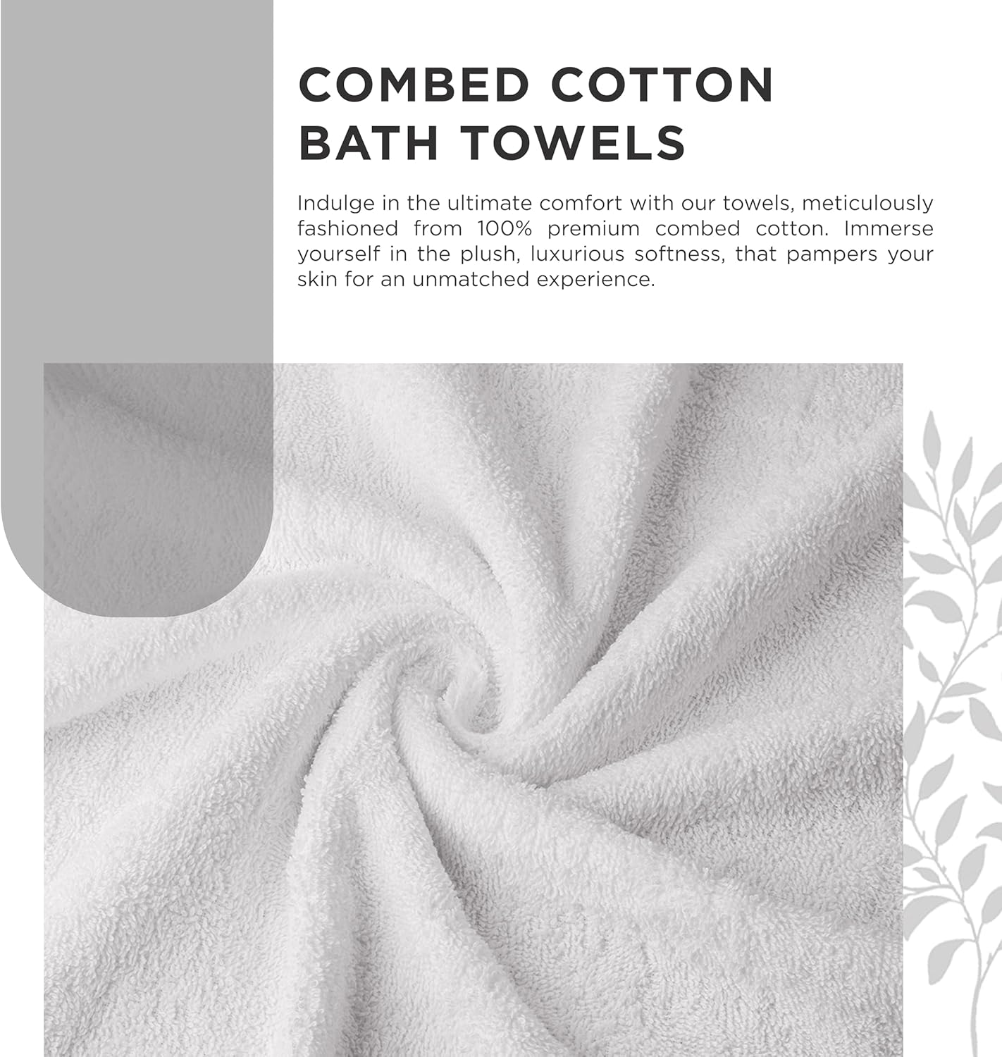 600 100% Set 4, 4 Pack 4 GSM Cotton Bath Towels, White, of Highly Absorbent, Plush, Soft, Quick Dry, Pieces Combed
