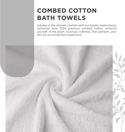 600 100% Set 4, 4 Pack 4 GSM Cotton Bath Towels, White, of Highly Absorbent, Plush, Soft, Quick Dry, Pieces Combed