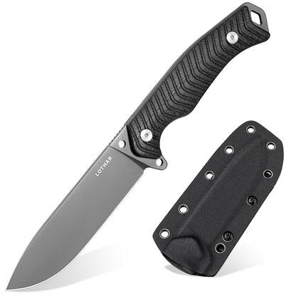 LOTHAR BAT Fixed Blade Knife with Sheath, 4.5 Inch Tactical Horizontal Carry Knives with G10 Handle, Bushcraft Hunting EDC Knives, Survival Camping Fixed-Blade Knives Gifts For Men