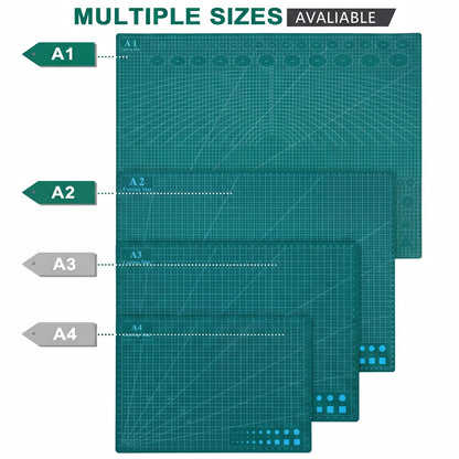 THMINS Self-Healing Sewing Mat, 12"18", 5-Ply Double-Sided Rotating Cutting Mat for Precision Sewing, Fabric Cutting, Crafts and Scrapbooking, A3, Green