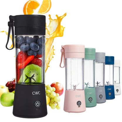 COOK WITH COLOR Mini Portable Blender - 250W Power, 12oz Capacity, Stainless Steel Blade, Wireless/USB Rechargeable, Grey